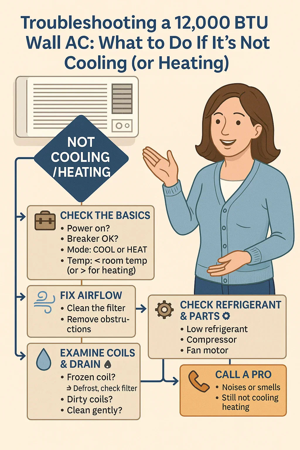 Troubleshooting a 12,000 BTU Wall AC What to Do If It’s Not Cooling (or Heating)