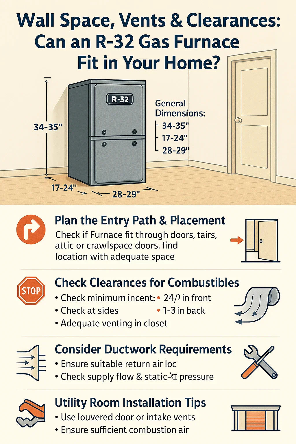 Wall Space, Vents & Clearances Can an R-32 Gas Furnace Fit in Your Home