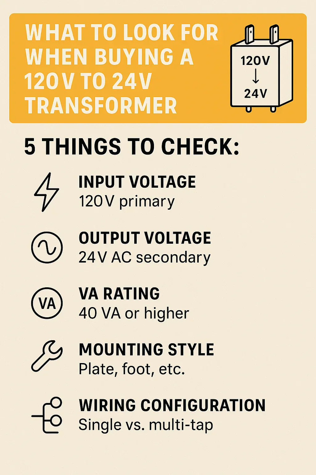 What to Look for When Buying a Replacement 120V to 24V Transformer