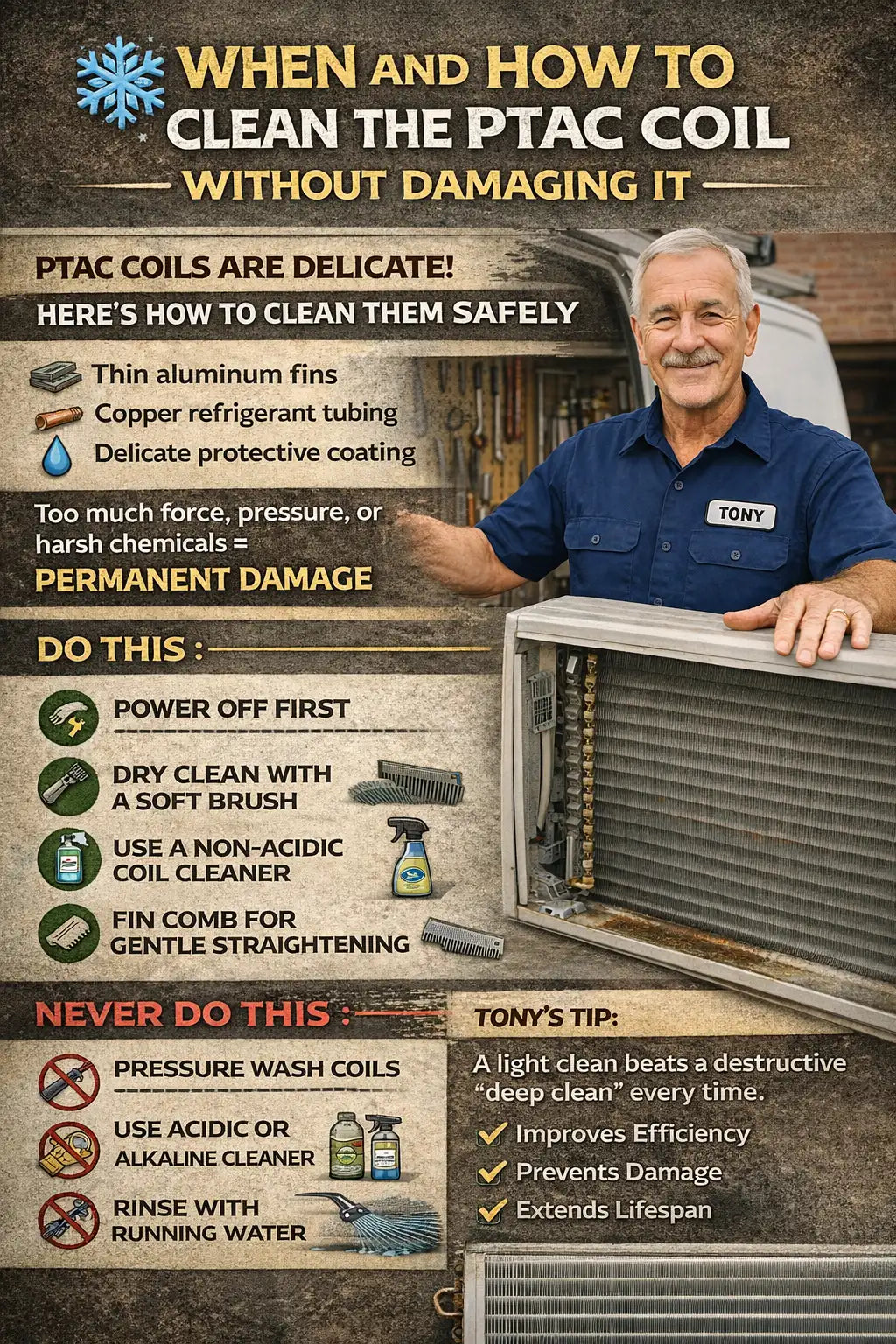 When and How to Clean the PTAC Coil Without Damaging It