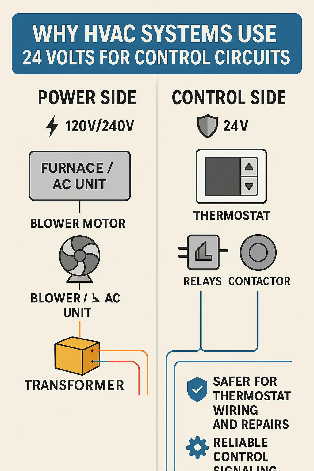 Why HVAC Systems Use 24 Volts for Control Circuits (Explained Simply)