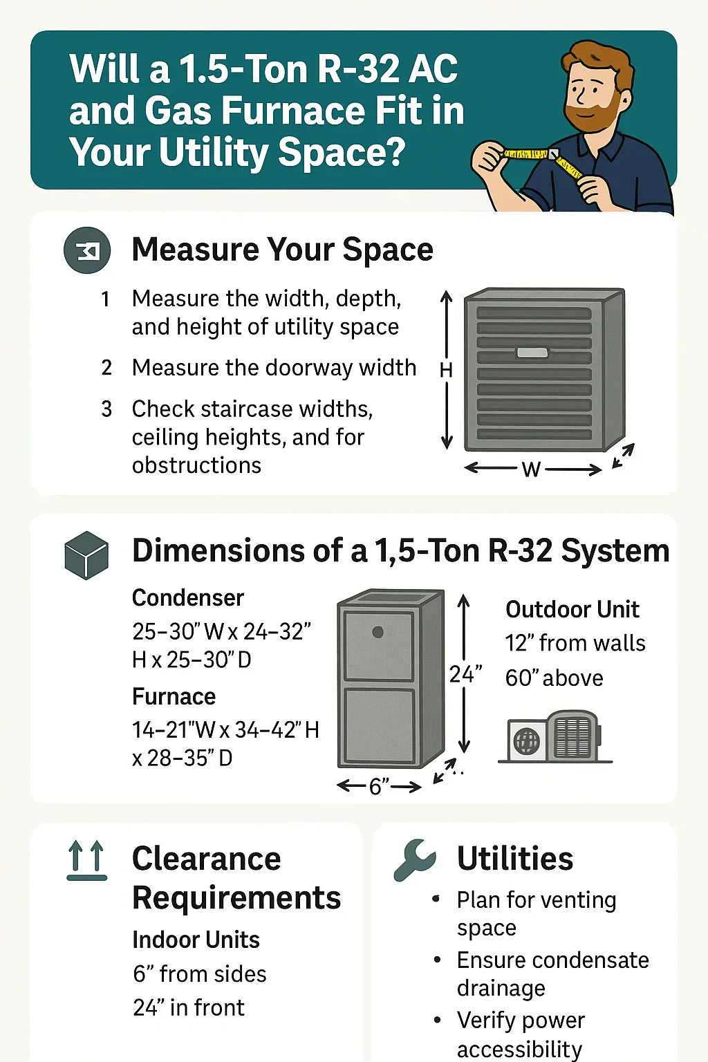 Will a 1.5-Ton R-32 AC and Gas Furnace Fit in Your Utility Space