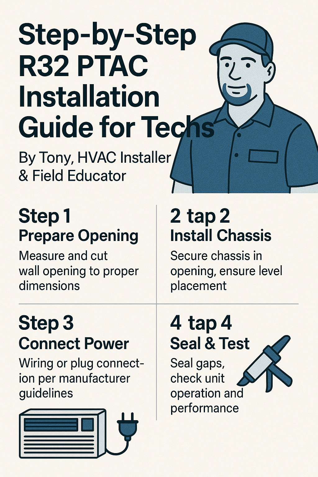 Step-by-Step R32 PTAC Installation Guide for Techs - By Tony, HVAC Installer & Field Educator