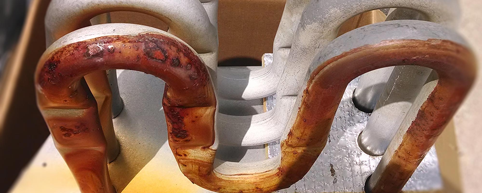 rusted and cracked furnace heat exchanger