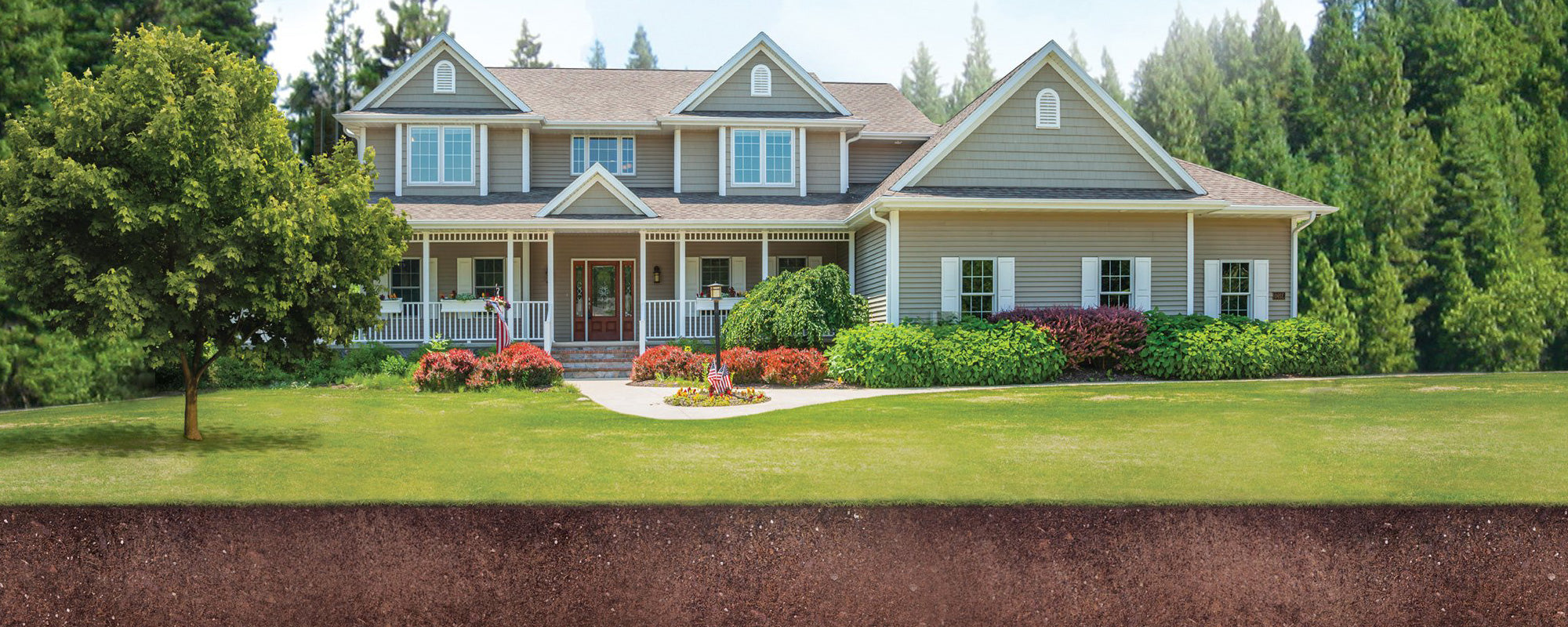 house sitting on lawn with underground view for geothermal heating and cooling system