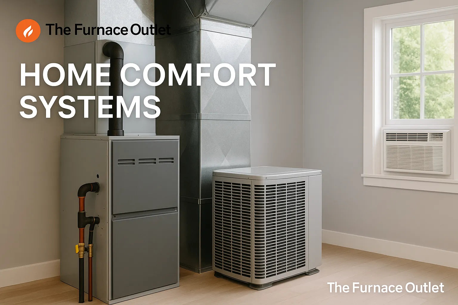 Window-mounted and central HVAC units inside a modern home illustrating the comparison between window and wall AC systems