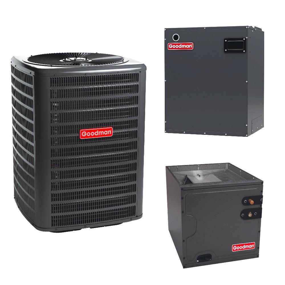 3.5 Ton 14.3 SEER2 Goodman Heat Pump GSZH504210A with Modular Blower MBVC2001AA-1A and Vertical Coil CAPTA4230D4A-Bundle View