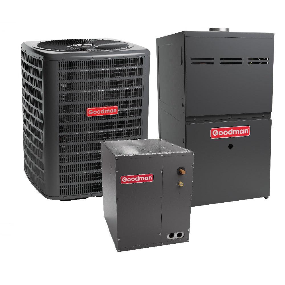 4 Ton 14.5 SEER2 120,000 BTU 80% AFUE Goodman Upflow Air Conditioner System with Models GLXS4BA4810, CAPTA6030D3, GR9S801205DN