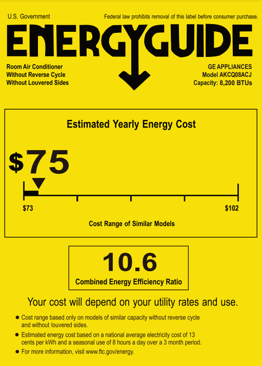 GE 8,000 BTU 115 Volt Through-the-Wall Air Conditioner: Cooling Only - AKCQ08ACJ