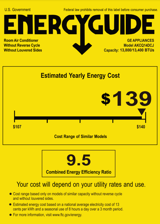 GE 14,000 BTU 208/230 Volt Through-the-Wall Air Conditioner: Cooling Only - AKCQ14DCJ