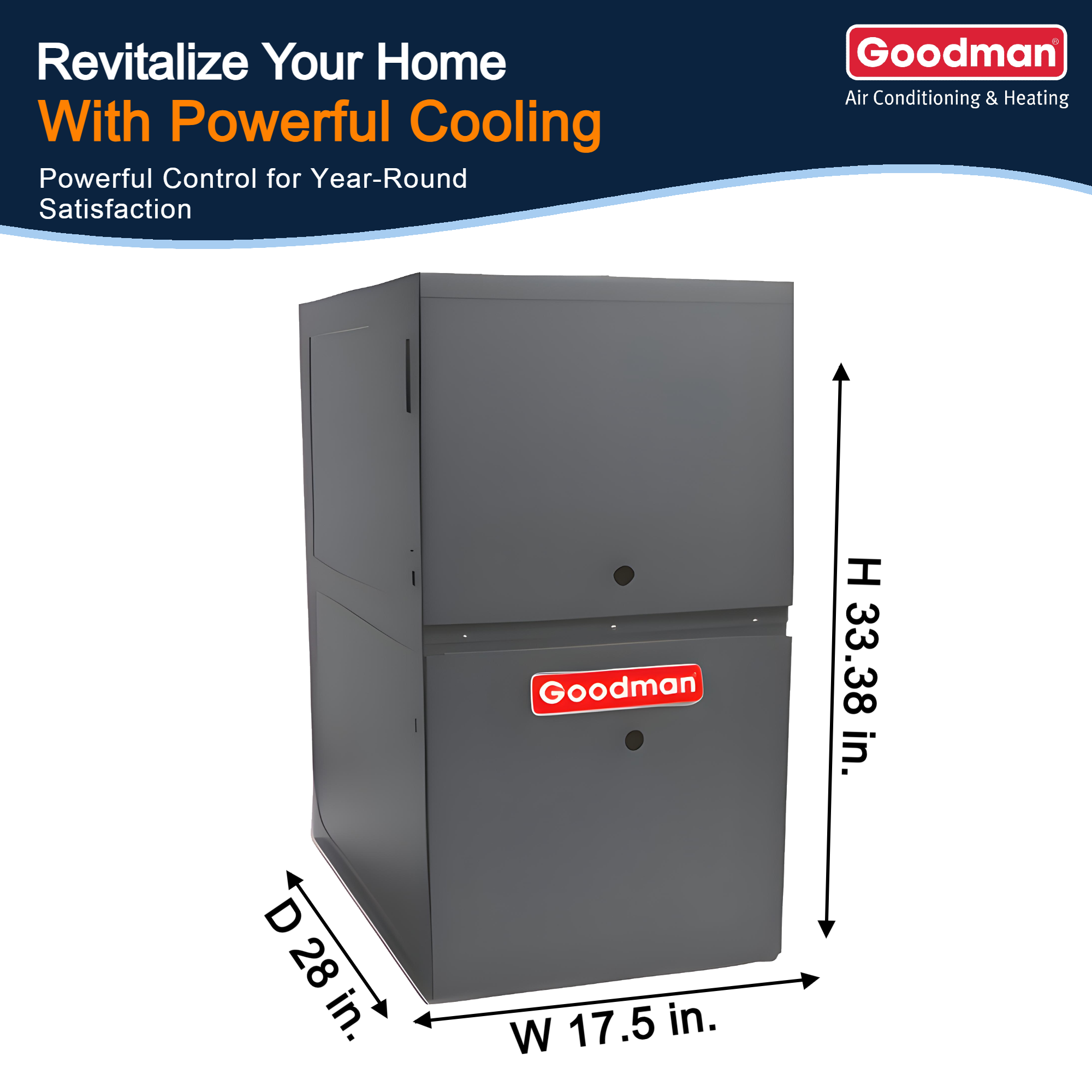 Goodman 2.5 Ton 13.6 SEER2 Northeast System: Condenser Model GLXS3BN3010, Vertical Model: CAPTA3022B3 80% AFUE 80,000 Gas Furnace Model: GD9S800804BN