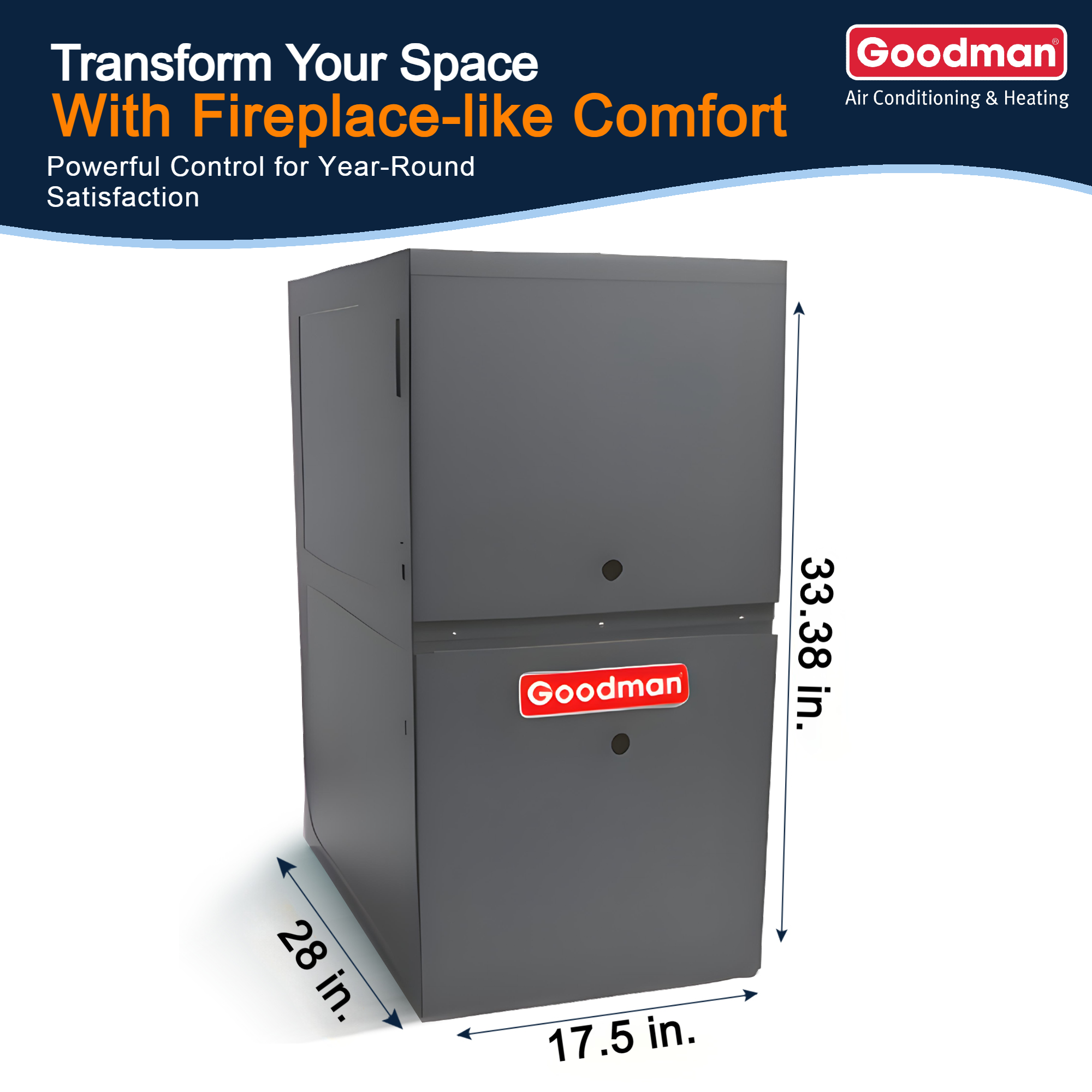 Goodman 2.5 Ton 13.8 SEER2 Northeast System: Condenser Model GLXS3BN3010, Horizontal Model: CHPTA3026B3 80% AFUE 80,000 Gas Furnace Model: GR9S800803BN