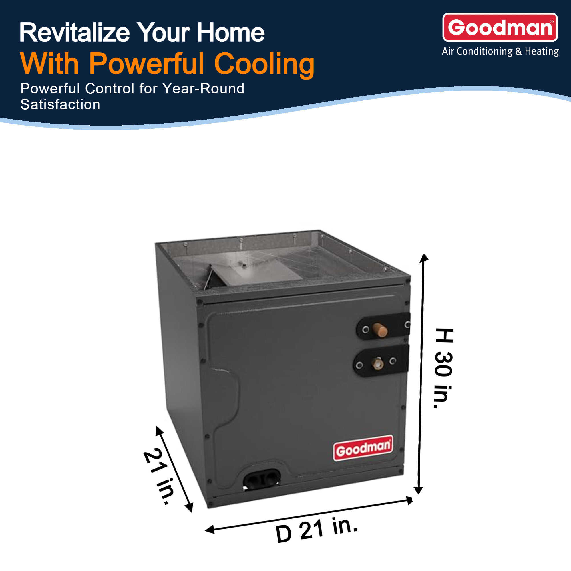 Goodman 2.5 Ton 13.6 SEER2 Northeast System: Condenser Model GLXS3BN3010, Vertical Model: CAPFA4226C3 96% AFUE 100,000 Gas Furnace Model: GR9T961005CN