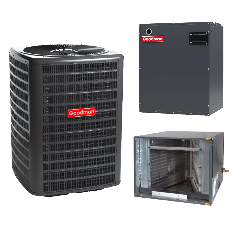 2 Ton 14.5 SEER2 Goodman Horizontal Air Conditioner System with Models GLXS3BN2410, CHPTA2426B3, MBVB12BP1X00