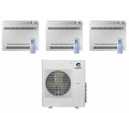 GREE Multi Gen2 Series 24,000 BTU 3-Zone Mini Floor Console 12K+12K+12K Ductless Mini-Split System - MULTI24HP230V1EO,3xCONS12HP230V1AF