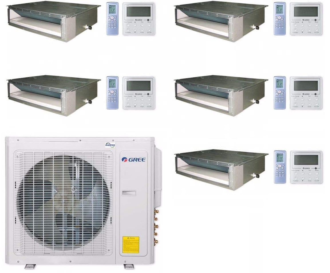 GREE Multi+ Ultra Series 42,000 BTU 5-Zone Concealed Duct 9K+9K+9K+9K+24K Ductless Mini-Split System - MULTIU42HP230V1DO,4xDUCT09HP230V1BD,DUCT24HP230V1BD