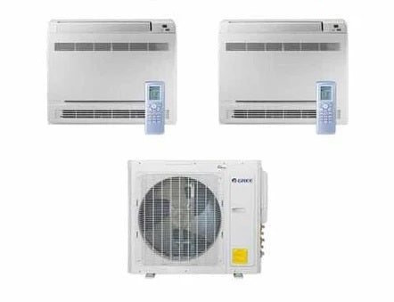 GREE Multi+ Ultra Series 42,000 BTU 2-Zone Mini Floor Console 18K+18K Ductless Mini-Split System - MULTIU42HP230V1DO,2xCONS18HP230V1AF