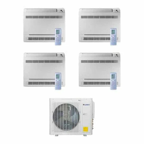 GREE Multi+ Ultra Series 42,000 BTU 4-Zone Mini Floor Console 9K+18K+18K+18K Ductless Mini-Split System - MULTIU42HP230V1DO,CONS09HP230V1AF,3xCONS18HP230V1AF