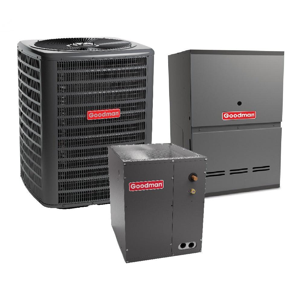 1.5 Ton 14.5 SEER2 Goodman AC GSXH501810 and 80% AFUE 60,000 BTU Gas Furnace GC9S800603AX Downflow System with Coil CAPTA1818A4 - Bundle View