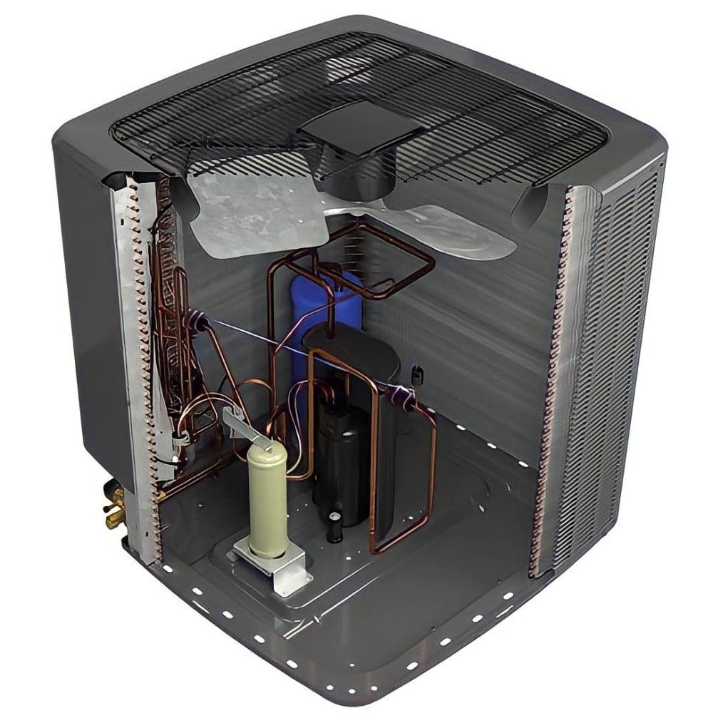2 Ton 17.2 SEER2 Goodman AC GSXC702410 with Modular Blower MBVC1201AA-1 and Vertical Coil CAPTA3022B4 - Condenser Inside View