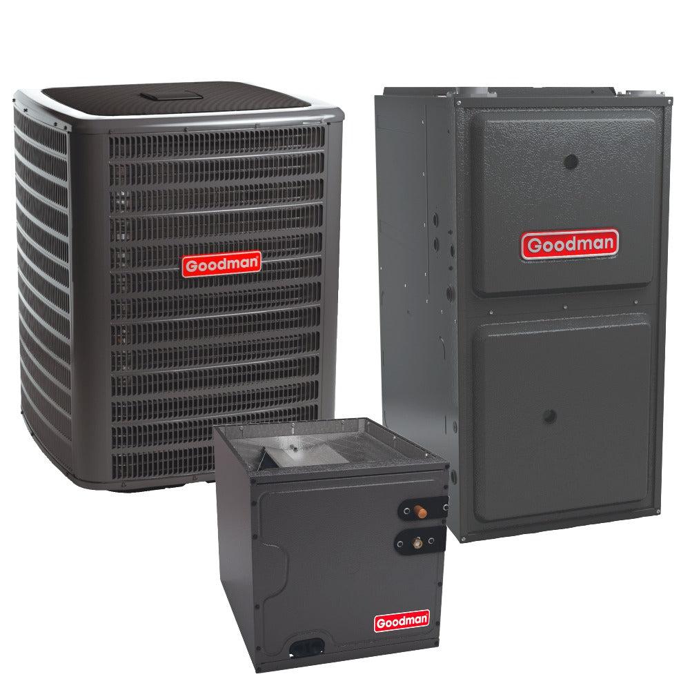 3 Ton 17.2 SEER2 Goodman AC GSXC703610 and 97% AFUE 80,000 BTU Gas Furnace GMVM970804CN Upflow System with Coil CAPTA4230C4 - Bundle View