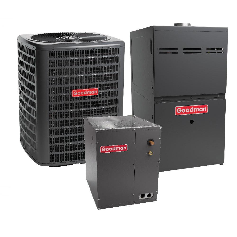 3.5 Ton 15.2 SEER2 Goodman Heat Pump GSZH504210 and 80% AFUE 80,000 BTU Gas Furnace GMVC800805CN Upflow System with Coil CAPTA4230C4 - Bundle View