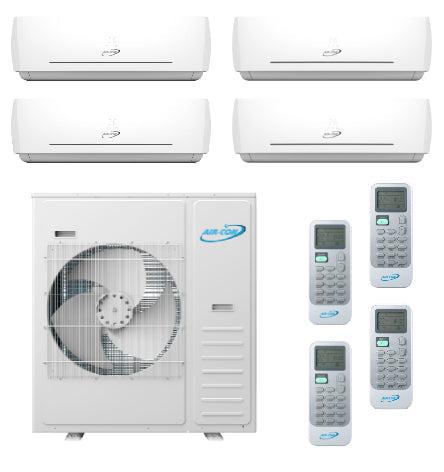 Air-Con 42,000 BTU 20 SEER 4-Zone Wall Mounted 9k+9k+12k+12k Mini Split Air Conditioner and Heater System