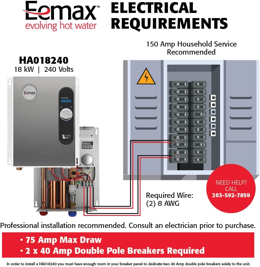 Eemax HomeAdvantage II 18kW 240V Electric Tankless Water Heater