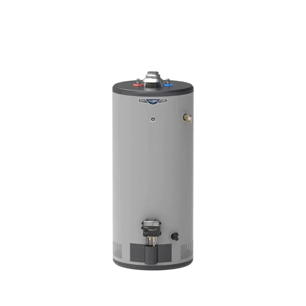 GE RealMAX Atmospheric Choice Model 40 Gallon Capacity Short Natural Gas Water Heater - Front View