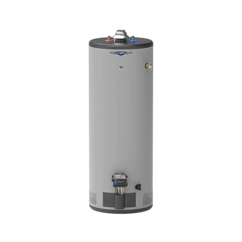 GE RealMAX Atmospheric Choice Model 50 Gallon Capacity 36,000 BTU Heating Input Tall Liquid Propane Water Heater - Front View