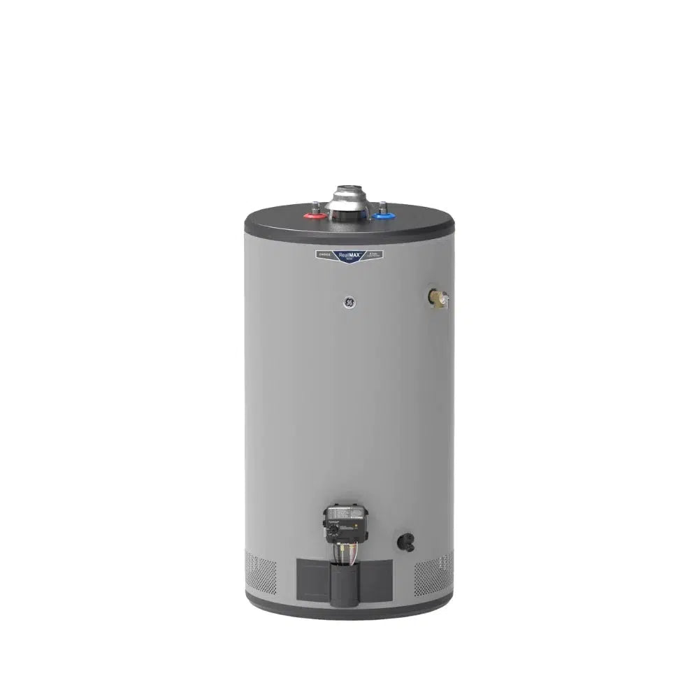 GE RealMAX Atmospheric Choice Model 50 Gallon Capacity Short Natural Gas Water Heater - Front View