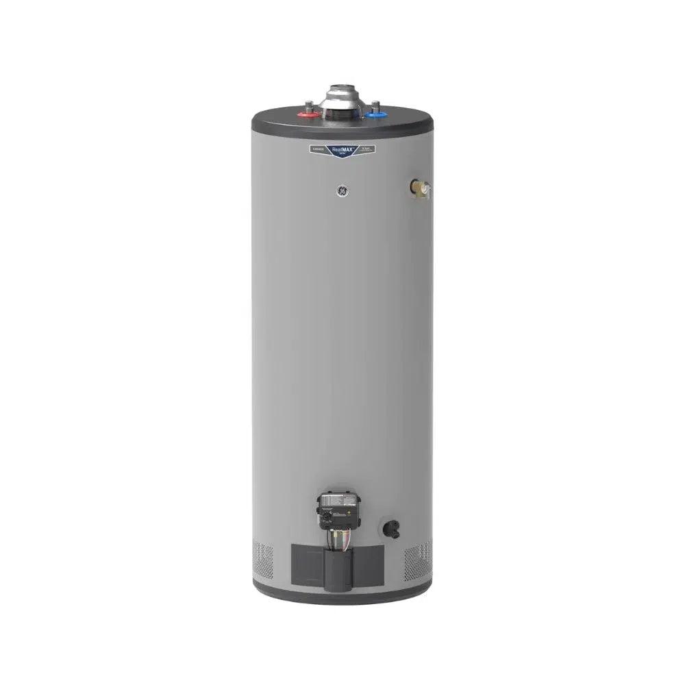 GE RealMAX Atmospheric Choice Model 50 Gallon Capacity Tall Natural Gas Water Heater - Front View