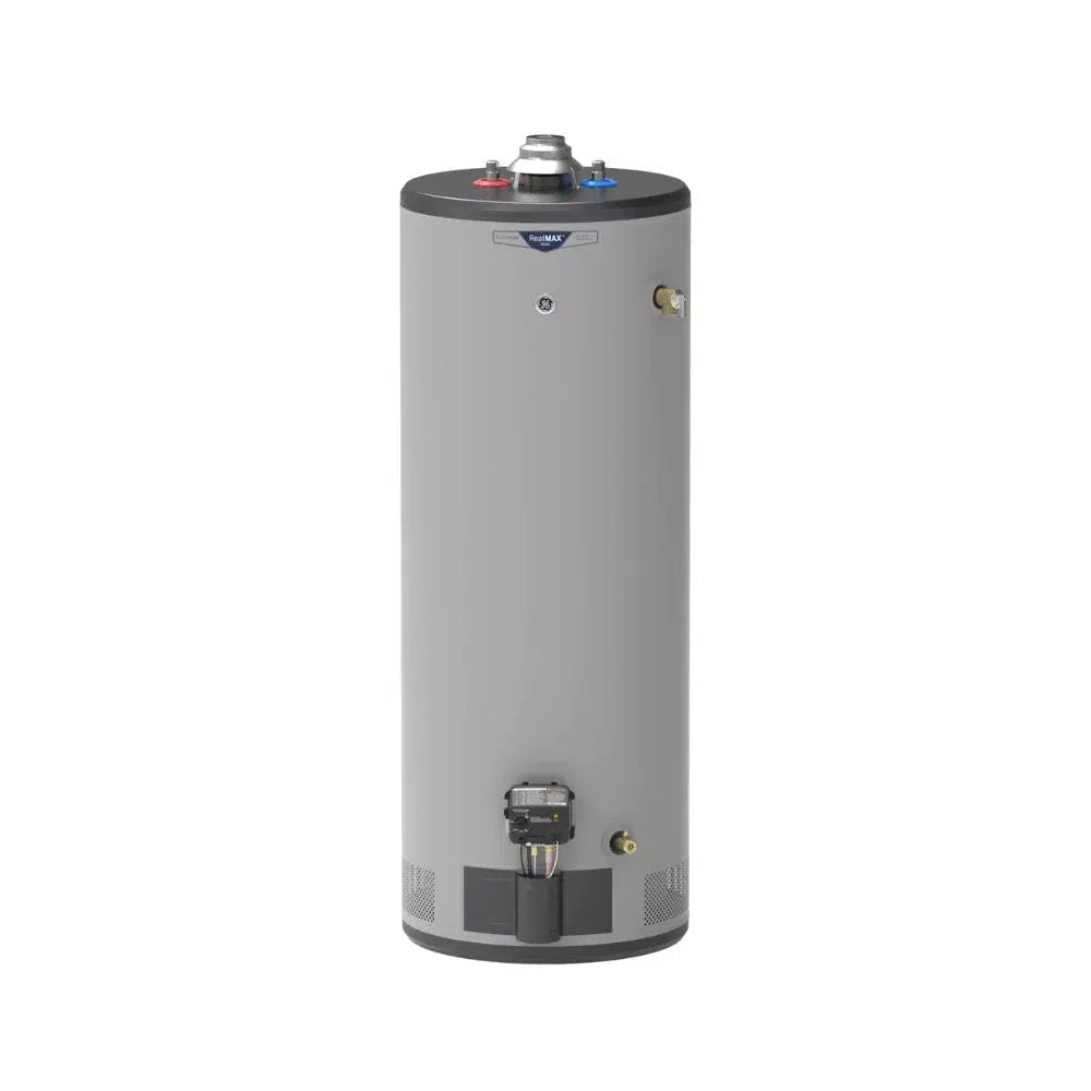 GE RealMAX Atmospheric Platinum Model 50 Gallon Capacity Tall Natural Gas Water Heater - Front View