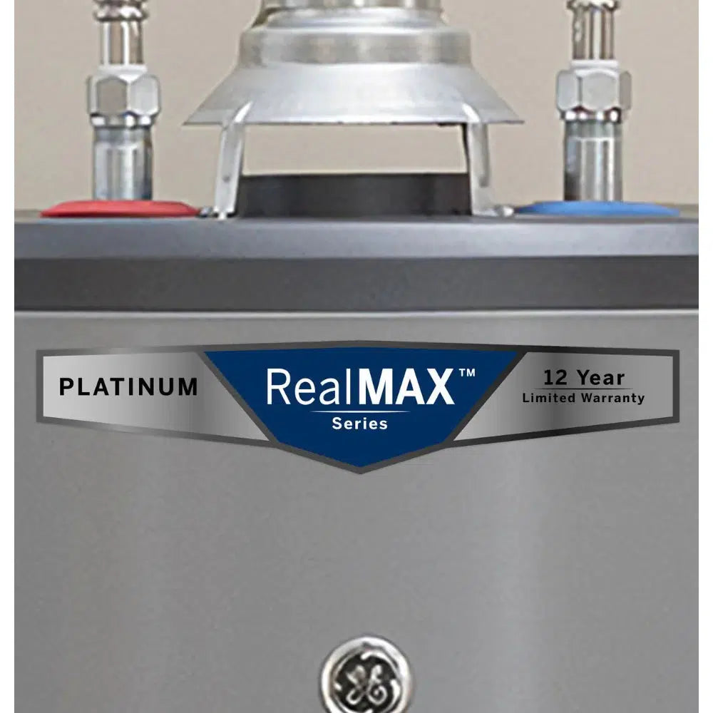 GE RealMAX Atmospheric Platinum Model 50 Gallon Capacity Tall Natural Gas Water Heater - Top Connections