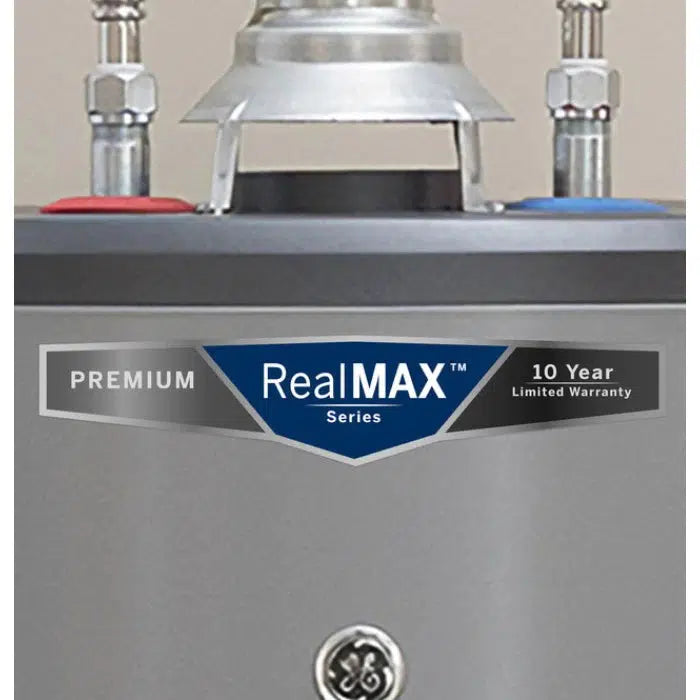GE RealMAX Atmospheric Premium Model 50 Gallon Capacity Short Natural Gas Water Heater - Top Connections