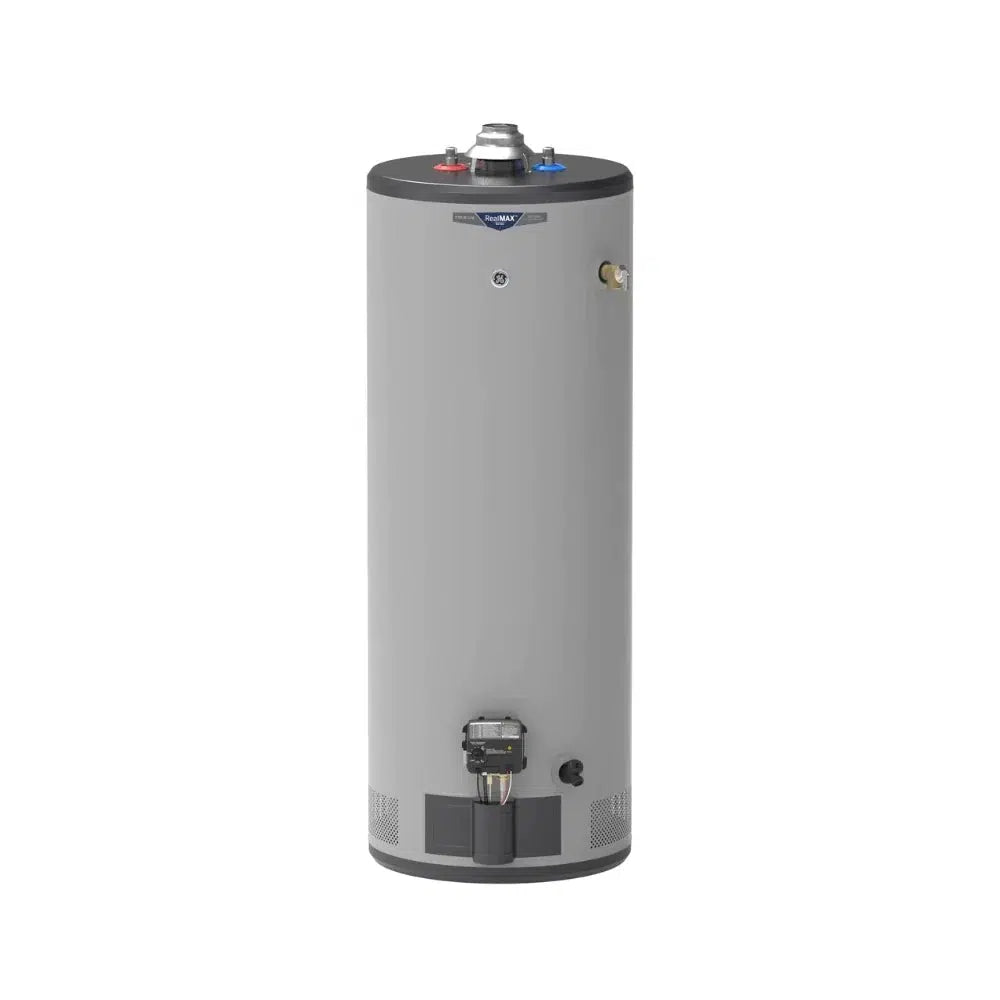 GE RealMAX Atmospheric Premium Model 50 Gallon Capacity Tall Natural Gas Water Heater - Front View