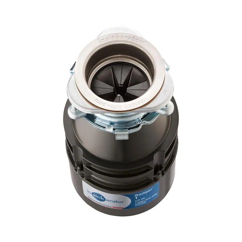 InSinkErator Badger 1 Standard Series 1/3 HP Garbage Disposal with Power Cord - Top View