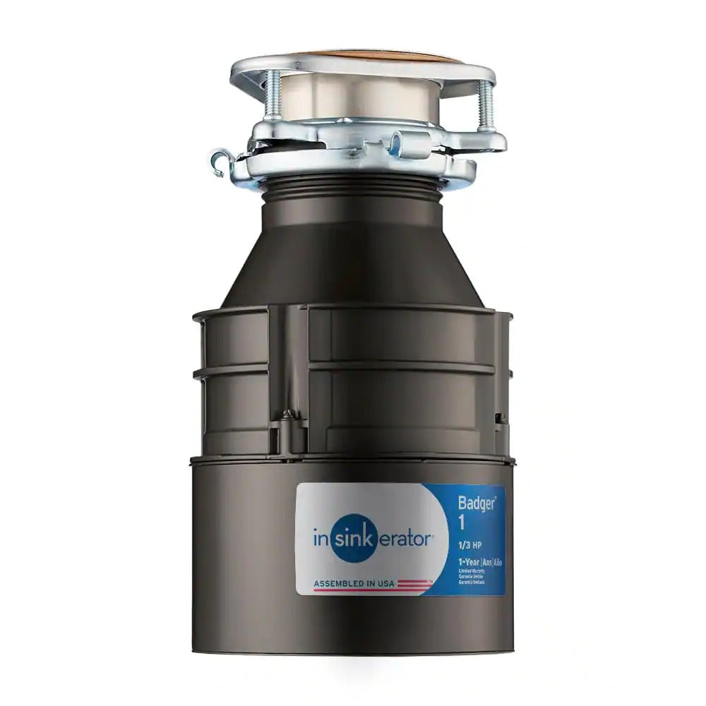 InSinkErator Badger 1 Standard Series 1/3 HP Garbage Disposal without Power Cord - Side View