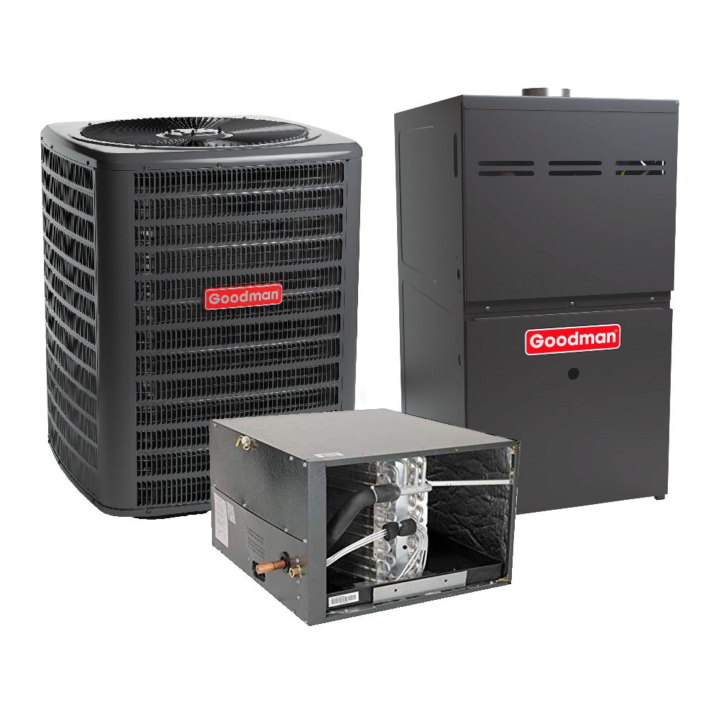 2 Ton 14.4 SEER2 Goodman Heat Pump GSZB402410 and 80% AFUE 80,000 BTU Gas Furnace GM9S800803BX Horizontal System with Coil CHPTA2426C4 - Bundle View