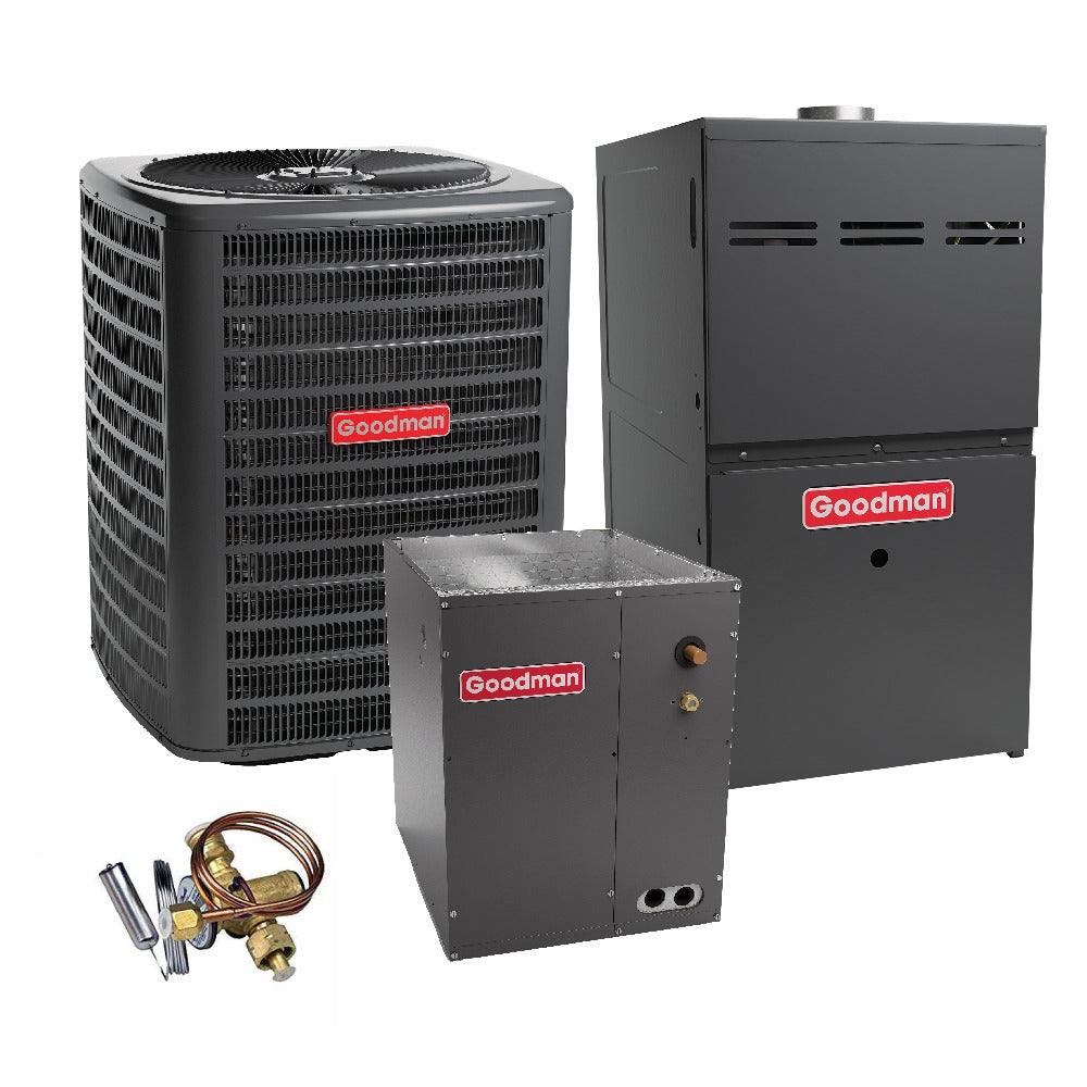 2.5 Ton 14.4 SEER2 Goodman Heat Pump GSZB403010 and 80% AFUE 80,000 BTU Gas Furnace GMVC800805CN Upflow System with Coil CAPFA4226B6 and TXV - Bundle View