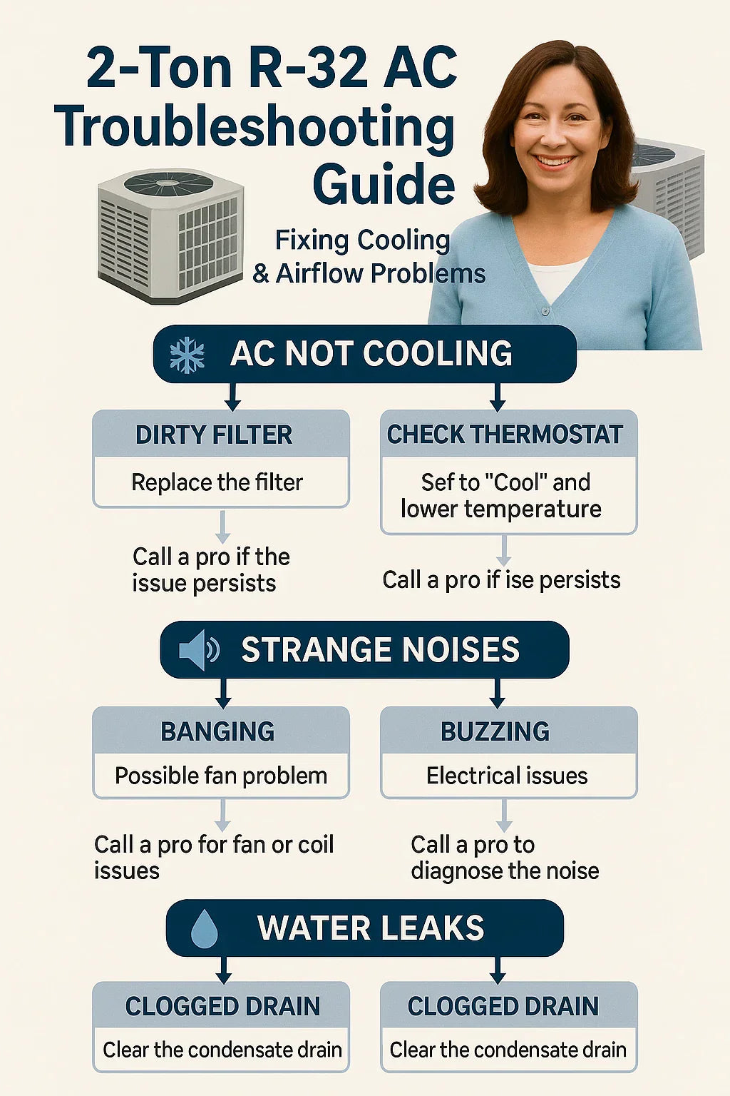 2-Ton R-32 AC Troubleshooting Guide Fixing Cooling & Airflow Problems