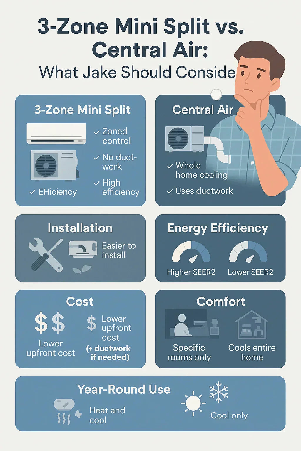 3-Zone Mini Split vs. Central Air: What Jake Should Consider