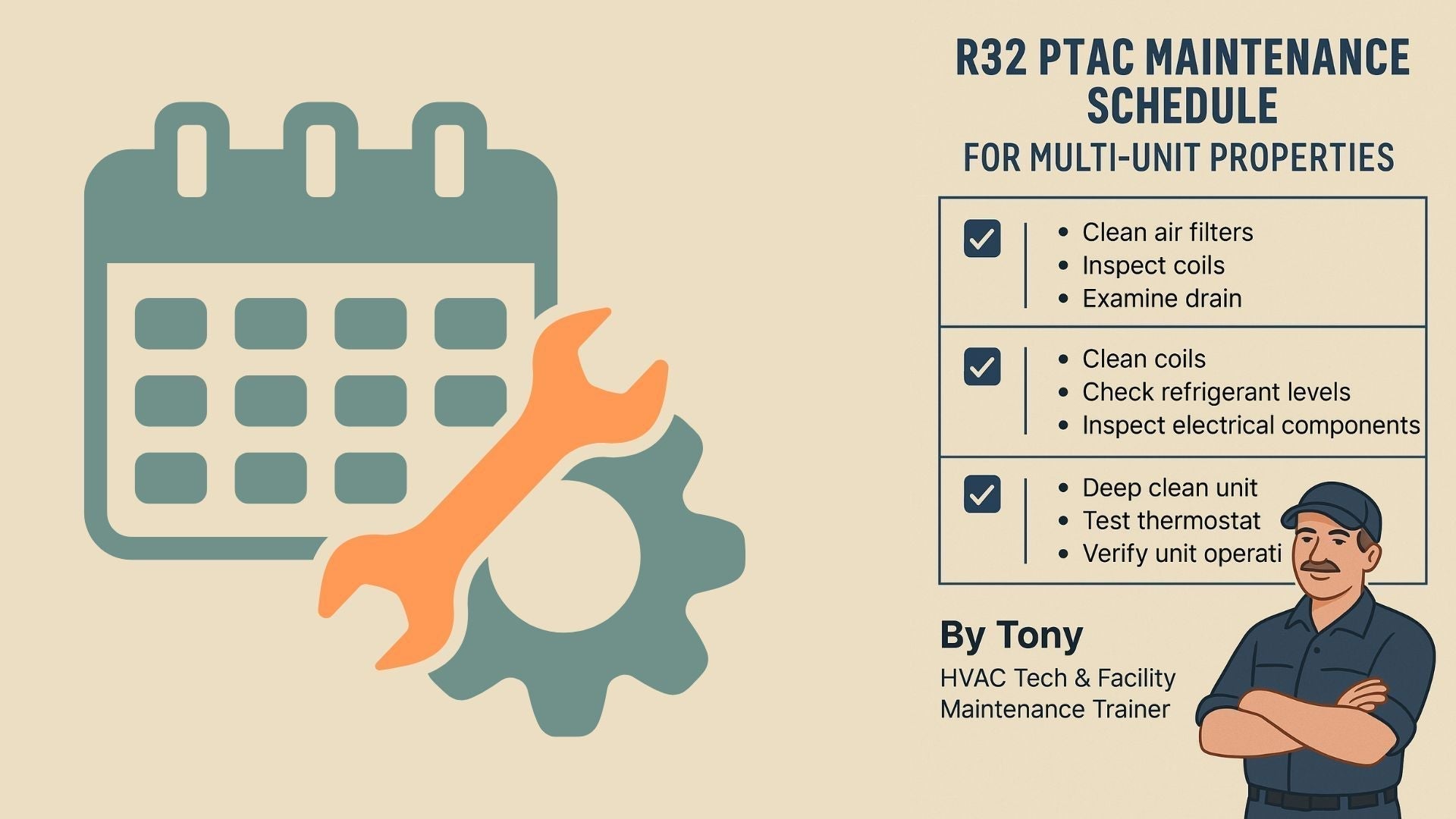 R32 PTAC Maintenance Schedule for Multi-Unit Properties - By Tony, HVAC Tech & Facility Maintenance Trainer
