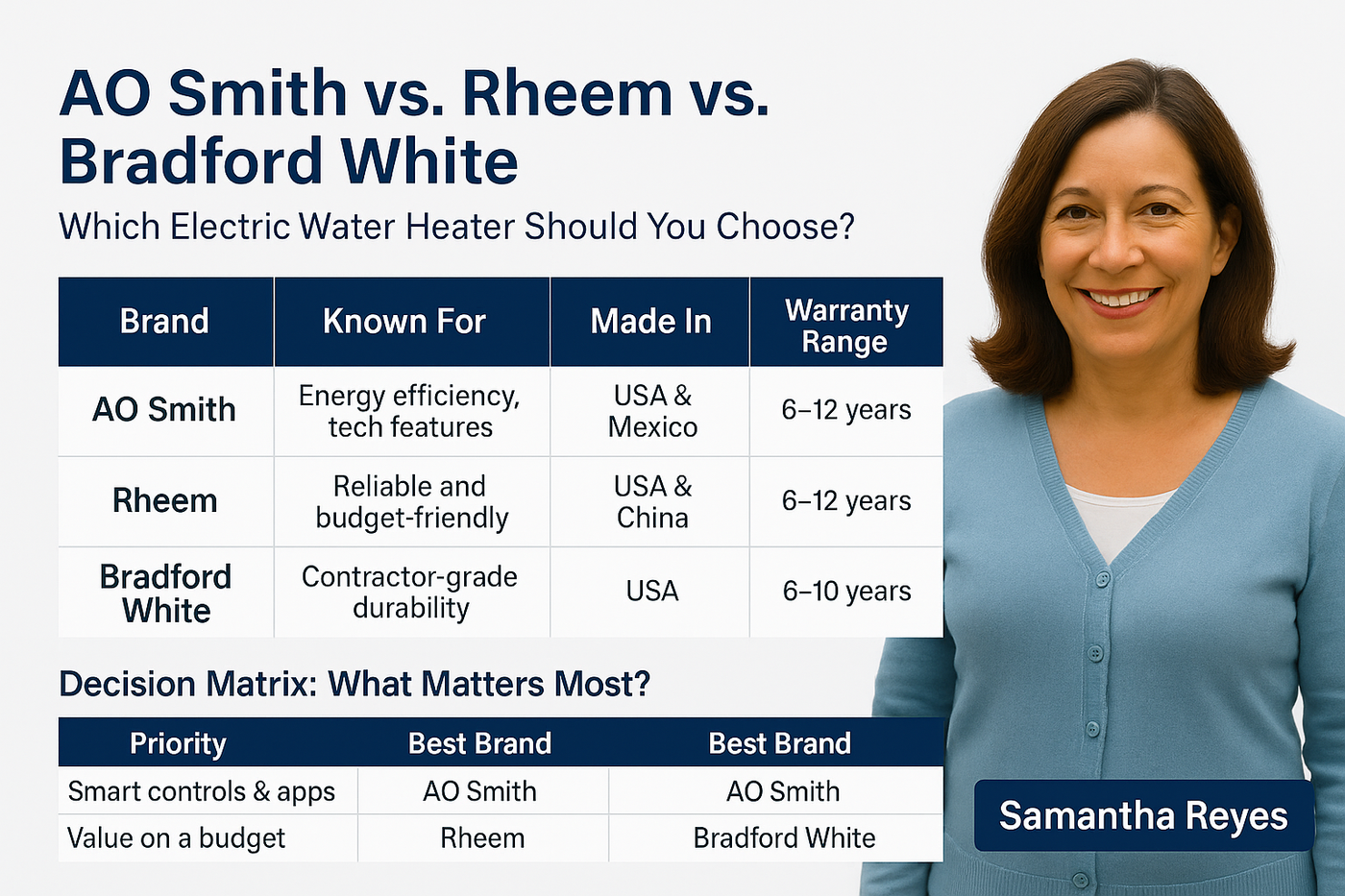 AO Smith vs. Rheem vs. Bradford White — Which Electric Water Heater Should You Choose?