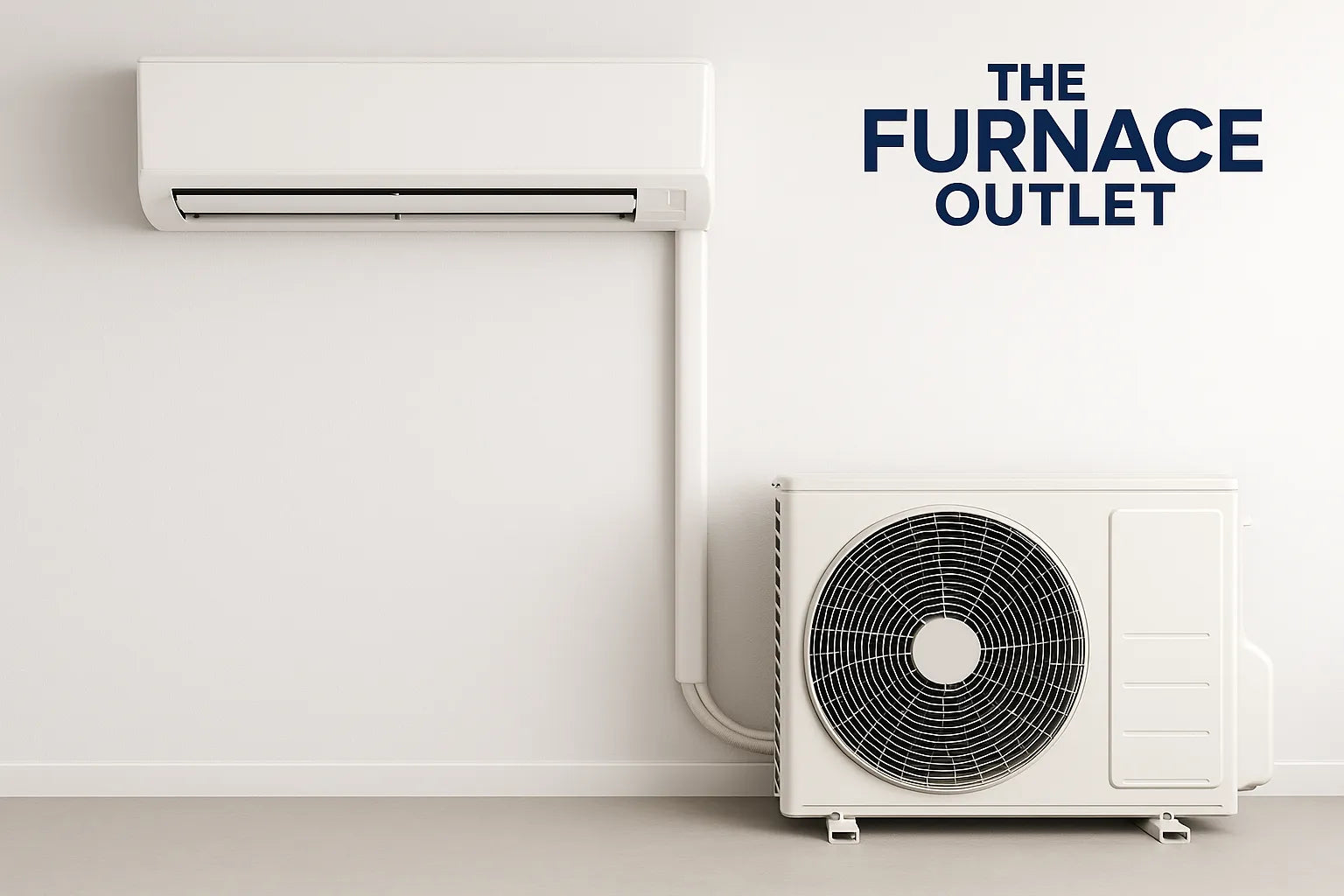 A clean white ductless mini split system installed on a wall in a modern room.