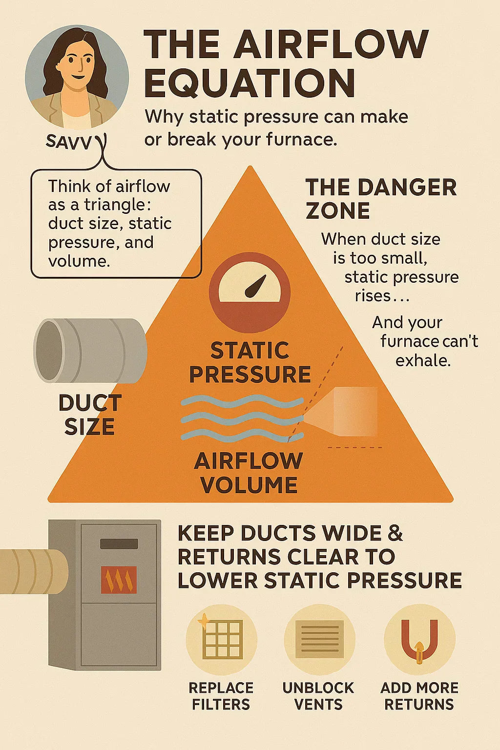 Airflow Anatomy — Duct Size, Static Pressure, and What Happens When Your Furnace Can’t Breathe