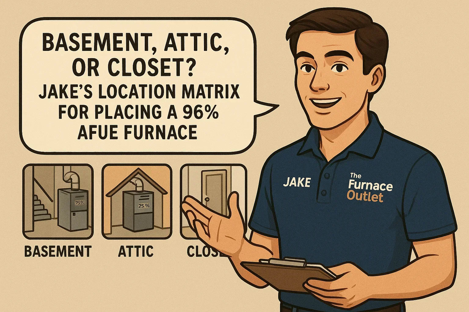 Basement, Attic, or Closet Jake’s Location Matrix for Placing a 96% AFUE Furnace