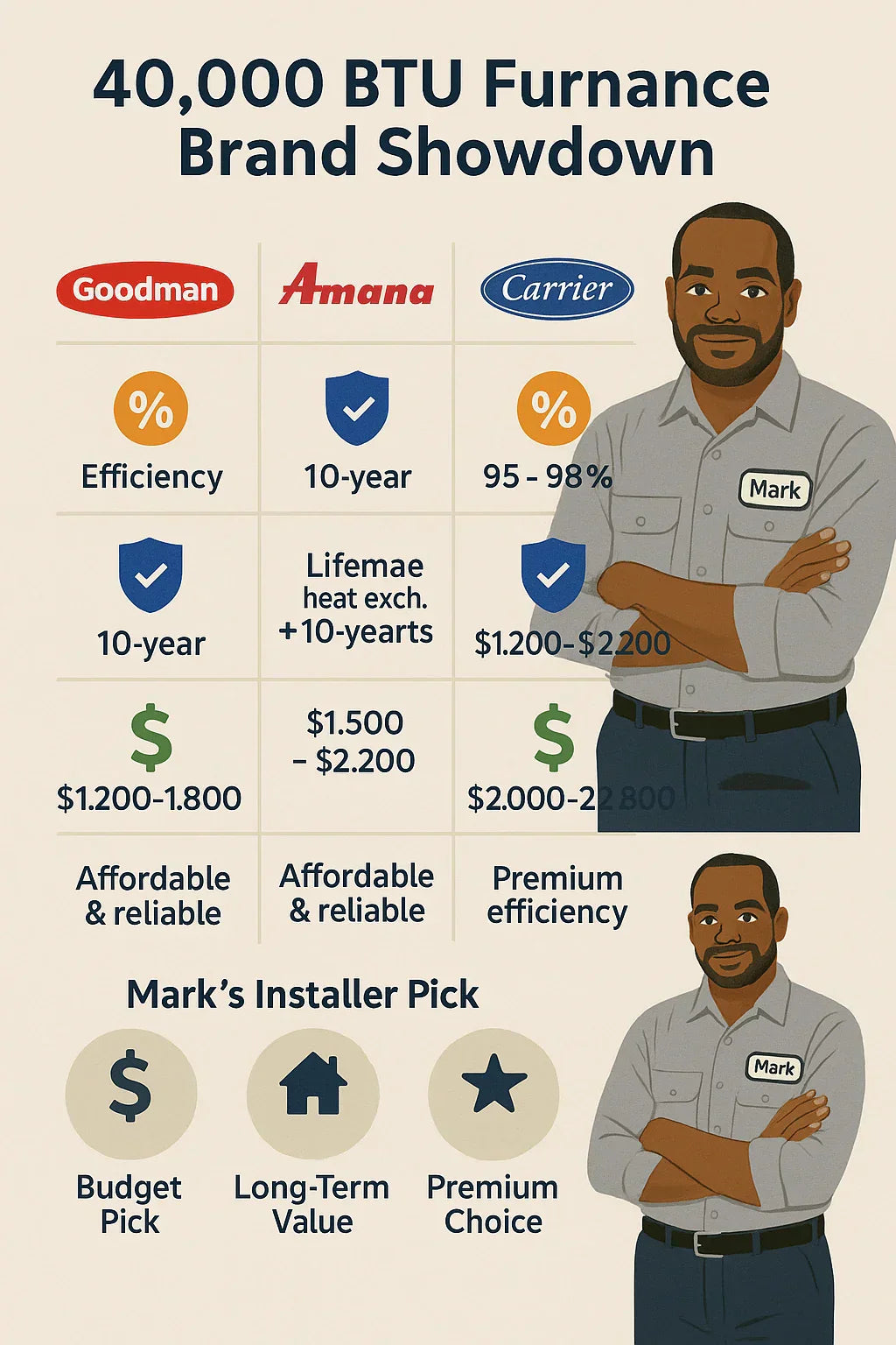 Brand Comparison: Goodman vs. Amana vs. Carrier 40,000 BTU Furnaces