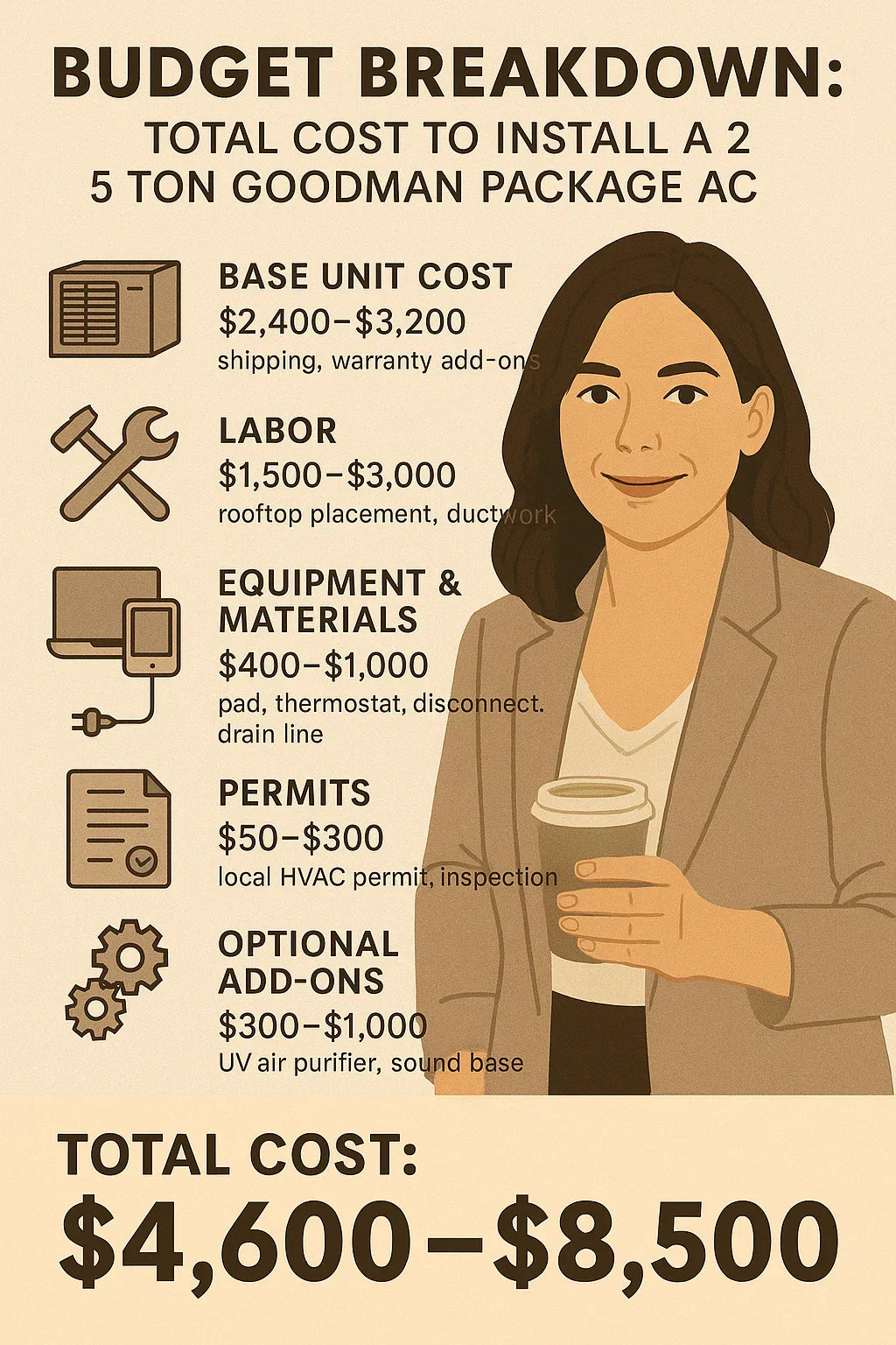 Budget Breakdown Total Cost to Install a 2.5 Ton Goodman Package AC