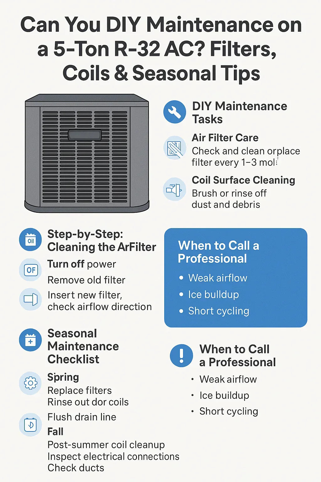 Can You DIY Maintenance on a 5-Ton R-32 AC Filters, Coils & Seasonal Tips